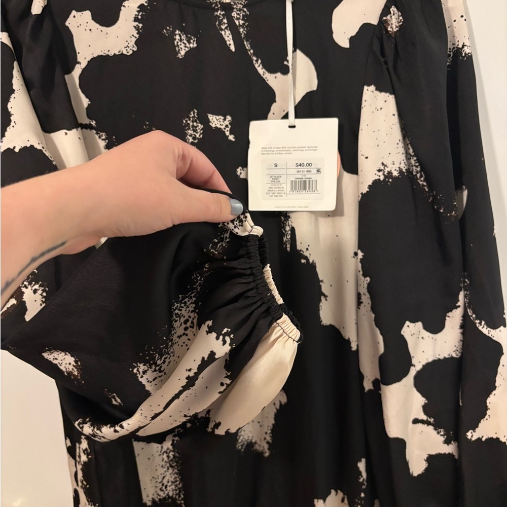 NWT Monochrome Neutral Soft Feminine Long Sleeve Dress - Picture 5 of 7